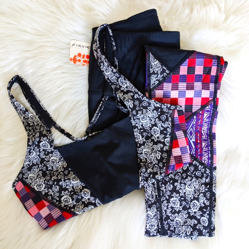 FREE PEOPLE MOVEMENT ActiveWear Sports Bra Dare Devil Strappy Back Multi Print - Picture 9 of 13